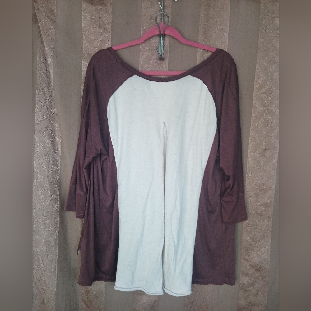 💎 We The Free Women’s Top Two-Tone Scoop Neck Cold Shoulder - Picture 3 of 12